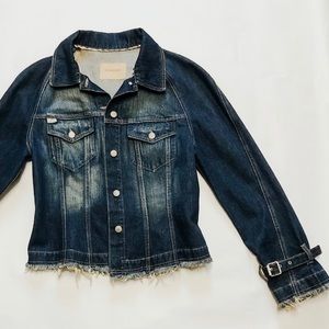 Burberry Denim Blue Fringed Jacket Tight Fit